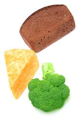 Cheese,broccoli and bread.
