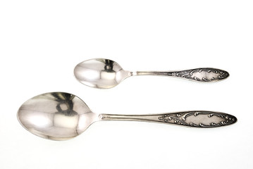 silver spoon and teaspoon