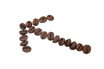 Coffee arrow on  white background.