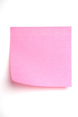 Pink post it note isolated on white