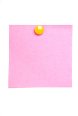 Pink post it note isolated on white