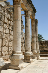 Ruins of Byzantine Era Basilica in Capernaum, Israel