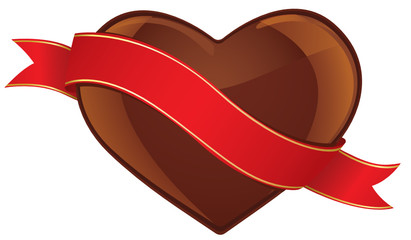 Chocolate heart and banner