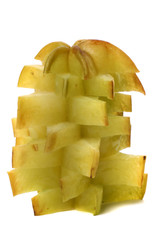 Several slices of Carambola isolated over white background