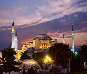 Hagia Sophia in Istanbul at evening