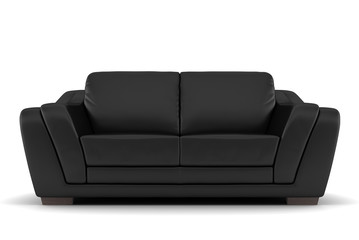 black leather sofa isolated on white background