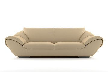 beige sofa isolated on white background
