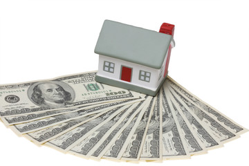 house with dollar bills background