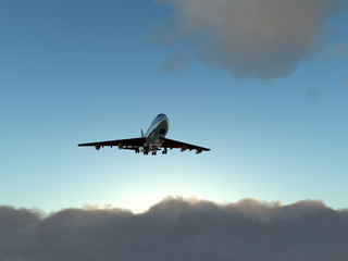 Fototapeta na wymiar Plane In Flight Over Clouds 4