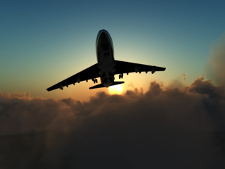 Fototapeta na wymiar Plane In Flight Over Clouds 5