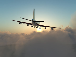 Fototapeta na wymiar Plane In Flight Over Clouds 6