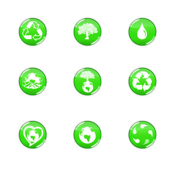 icônes bio vert clair et reflets