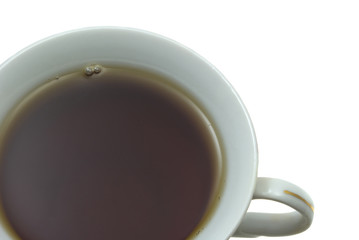 Cup of tea on white background