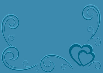 Fototapeta na wymiar hearts and spiral on a dark blue background