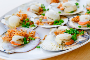 grilled scallops, shallow focus