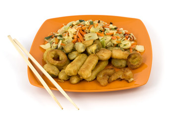 Isolated Plate with Seafood