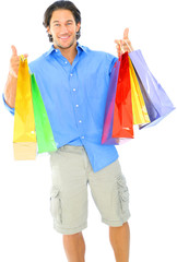 Happy Young Man Carrying Shopping Bag