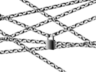 vector - chain with padlock isolated on white background