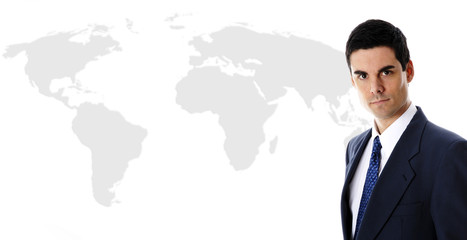 BUsinessman and world map