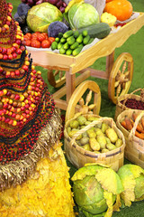 Cart with fruits and vegetables