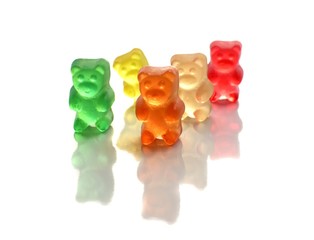 Gummy bears on white