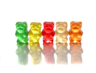 Gummy bears on white