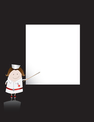 Nurse pointing at a blank board
