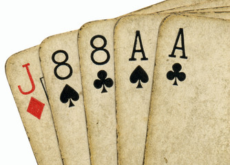 Close up of aces and eights, the dead mans hand.