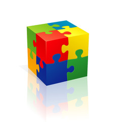 Cube puzzle in vector with 3d effect