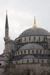 Fototapeta na wymiar Dome of Blue Mosque in winter, Istanbul, Turkey