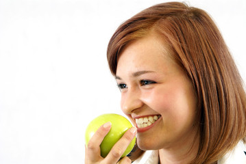 Woman and apple