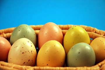 Easter eggs in basket