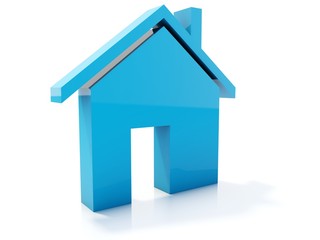 Blue home icon isolated on white