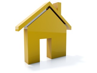 Yellow home icon isolated on white