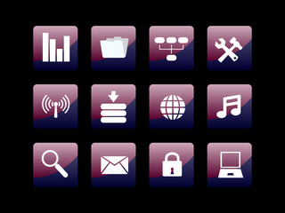 set of buttons with icons of business