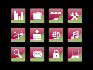 set of buttons with icons of business