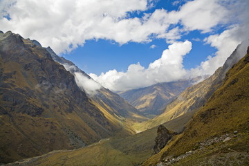 Fototapeta premium Scenic view to a valley in Andean Mountains in Peru