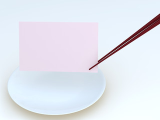 chopstick,dish and memo