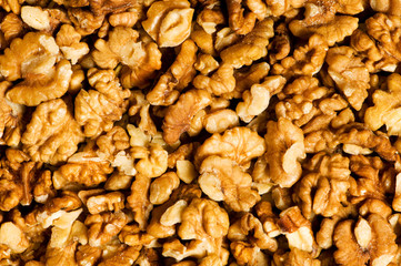 Background made of fresh walnut nuts