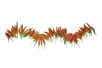 Red and green chili peppers isolated on the white