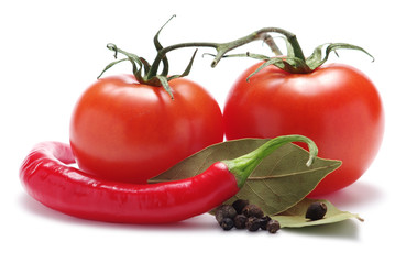Tomatoes, pepper, spice