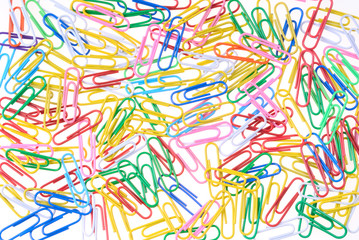 Colorful heap of paper clips