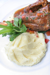 lamb shank with mashed potato
