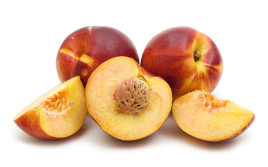 slice fresh nectarine on a white background