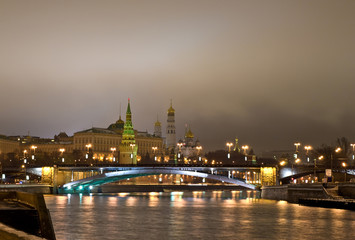 Fototapeta premium Kremlin view from the river at night. Moscow. Russia.