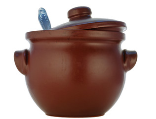 brown saucepan from heatproof ceramics