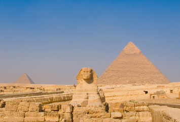 Sphinx and pyramids at Giza, Cairo