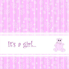 Taufe M&auml;dchen Hintergrund mit Teddy