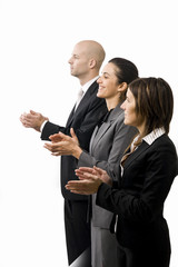 Businessteam in a row clapping