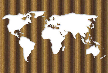 Fototapeta na wymiar Cardboard Cutout World Map